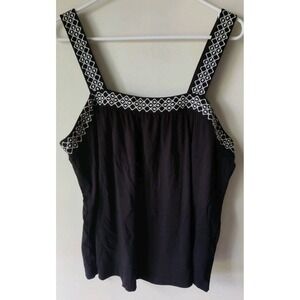 Ann Taylor Factory Women's Wide Strap Flowy Tank Top Black/White Size M